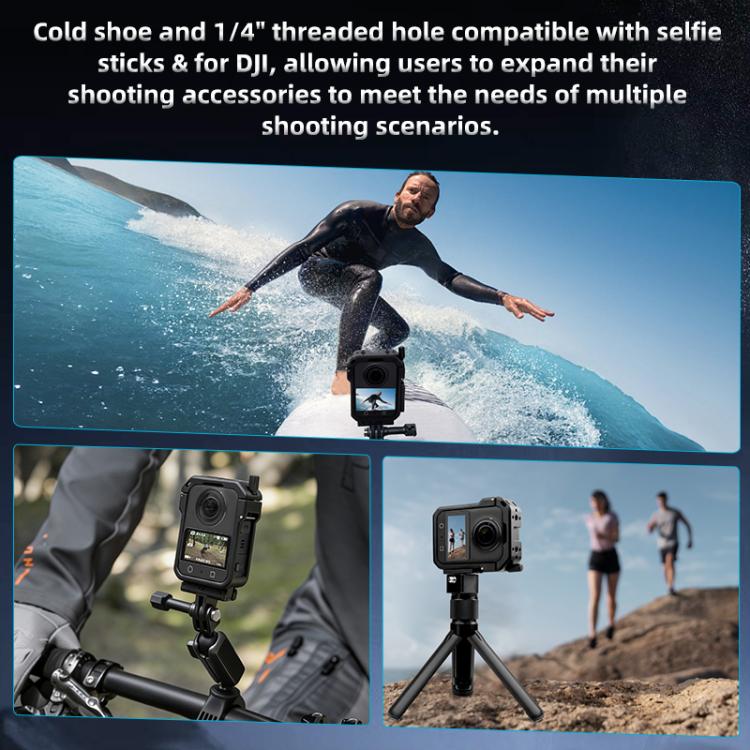 For DJI Osmo 360 YELANGU Metal Protective Cage Expansion Frame with Horizontal Mount Base  - Black