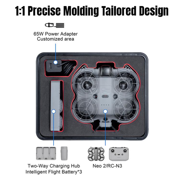 For DJI Neo 2 STARTRC Portable Mini PP Waterproof Explosion-proof Suitcase Storage Box  - Black