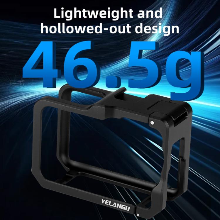 For DJI Osmo Action 6 YELANGU Metal Camera Cage Frame with Cold Shoe  - Black