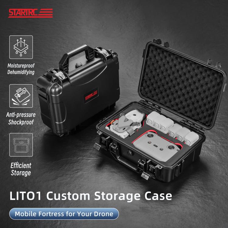 For DJI Lito 1 / X1 STARTRC PP Waterproof Shockproof Suitcase Portable Storage Box  - Black