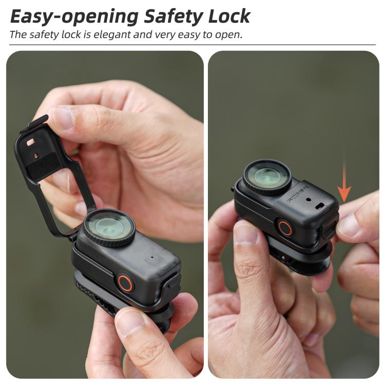 For DJI Osmo Nano Sunnylife Backpack Clip Action Camera Clamp 360 Degree Rotation Vertical-Horizontal Mount  - Black