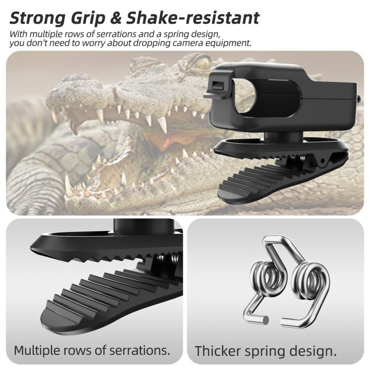 For DJI Osmo Nano Sunnylife Backpack Clip Action Camera Clamp 360 Degree Rotation Vertical-Horizontal Mount  - Black