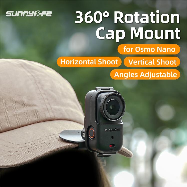 For DJI Osmo Nano Sunnylife Baseball Hat Clip Mount Baseball Cap Clamp Quick Release Mount Camera POV Vlog Holder  - Black