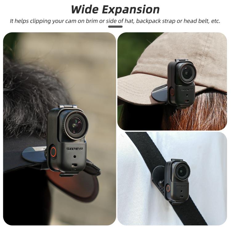 For DJI Osmo Nano Sunnylife Baseball Hat Clip Mount Baseball Cap Clamp Quick Release Mount Camera POV Vlog Holder  - Black