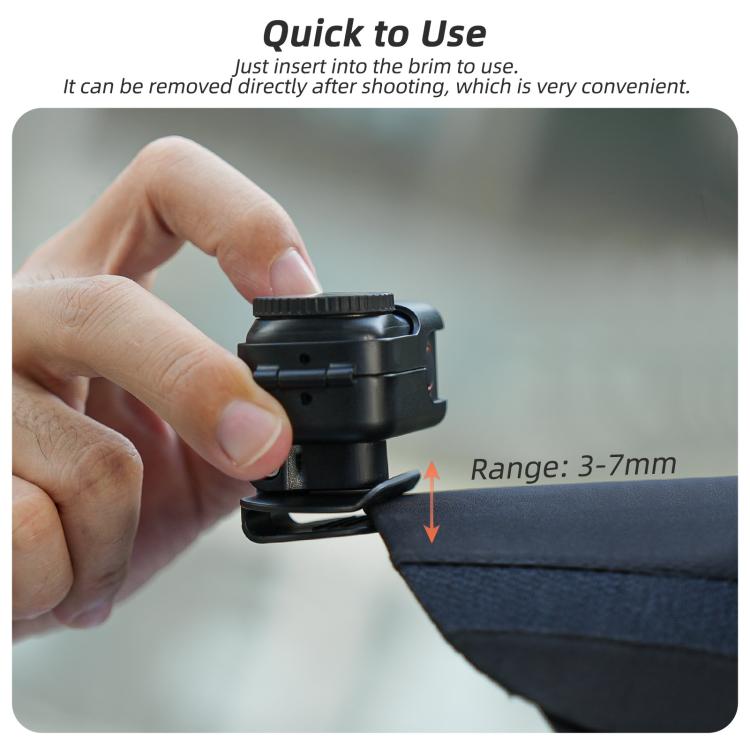 For DJI Osmo Nano Sunnylife Baseball Hat Clip Mount Baseball Cap Clamp Quick Release Mount Camera POV Vlog Holder  - Black