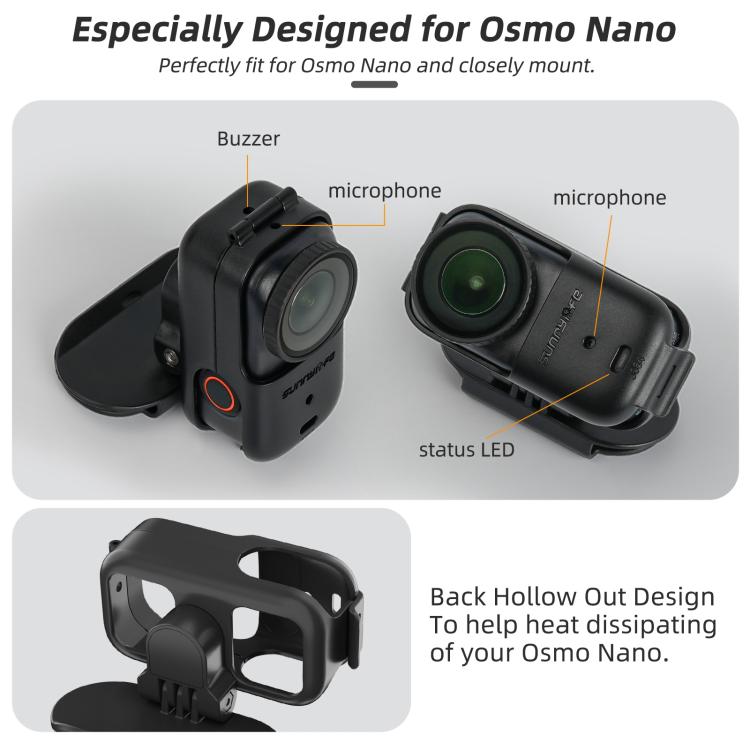 For DJI Osmo Nano Sunnylife Baseball Hat Clip Mount Baseball Cap Clamp Quick Release Mount Camera POV Vlog Holder  - Black