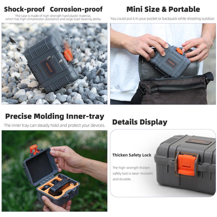 For DJI Osmo 360 Sunnylife Mini Travel Box Waterproof Carrying Box Shock-proof Hard Shell  - Grey
