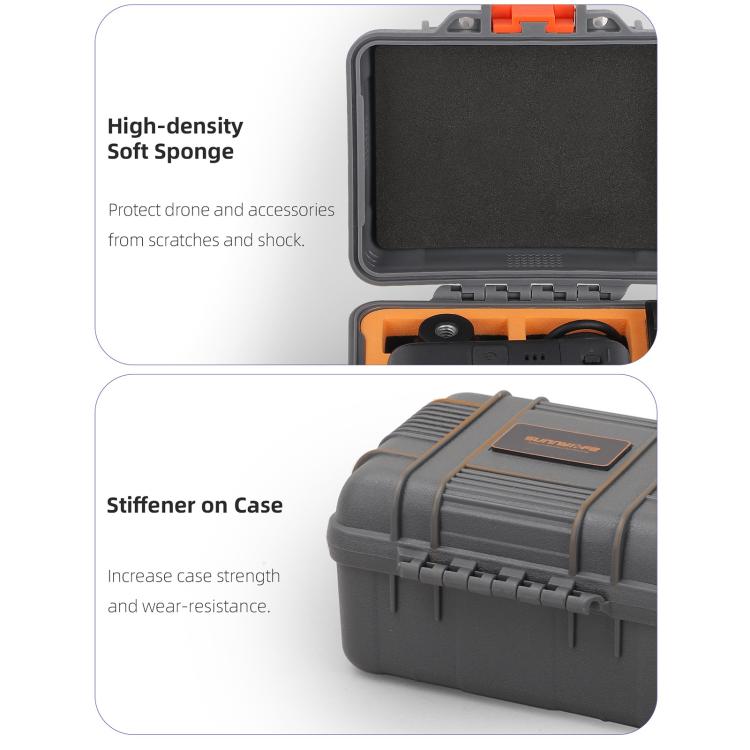 For DJI Osmo 360 Sunnylife Mini Travel Box Waterproof Carrying Box Shock-proof Hard Shell  - Grey