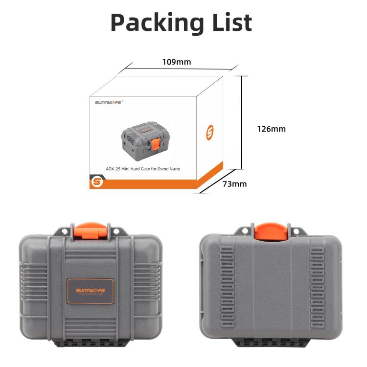 For DJI Osmo Nano Sunnylife Mini Travel Box Waterproof Carrying Box Shock-proof Hard Shell  - Grey