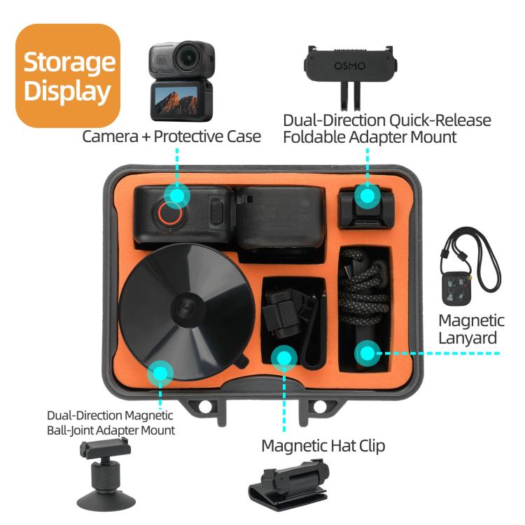 For DJI Osmo Nano Sunnylife Mini Travel Box Waterproof Carrying Box Shock-proof Hard Shell  - Grey