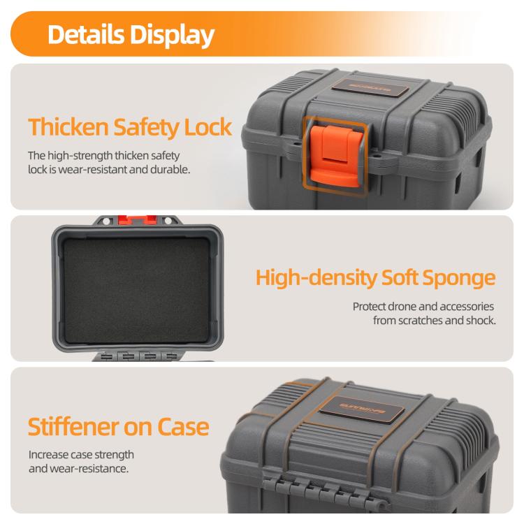 For DJI Osmo Nano Sunnylife Mini Travel Box Waterproof Carrying Box Shock-proof Hard Shell  - Grey