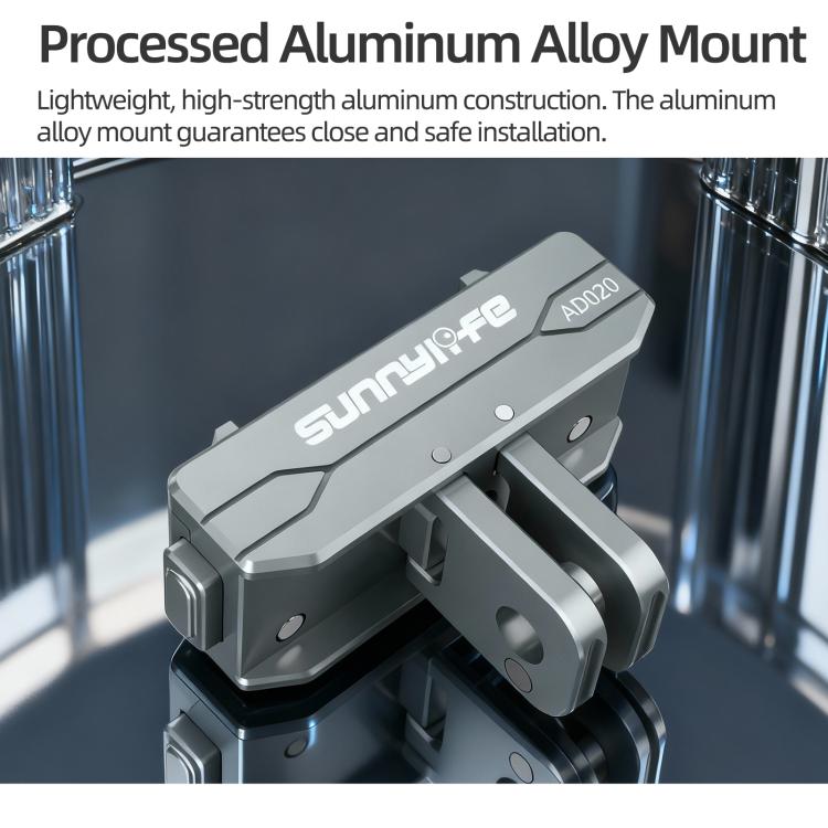 Sunnylife Metal Magnetic Quick Release Adapter Mount Action Camera Foldable Cam Stand 1/4 Adapter for Insta360 X5 / Ace / Ace Pro 2 / 1  - Silver