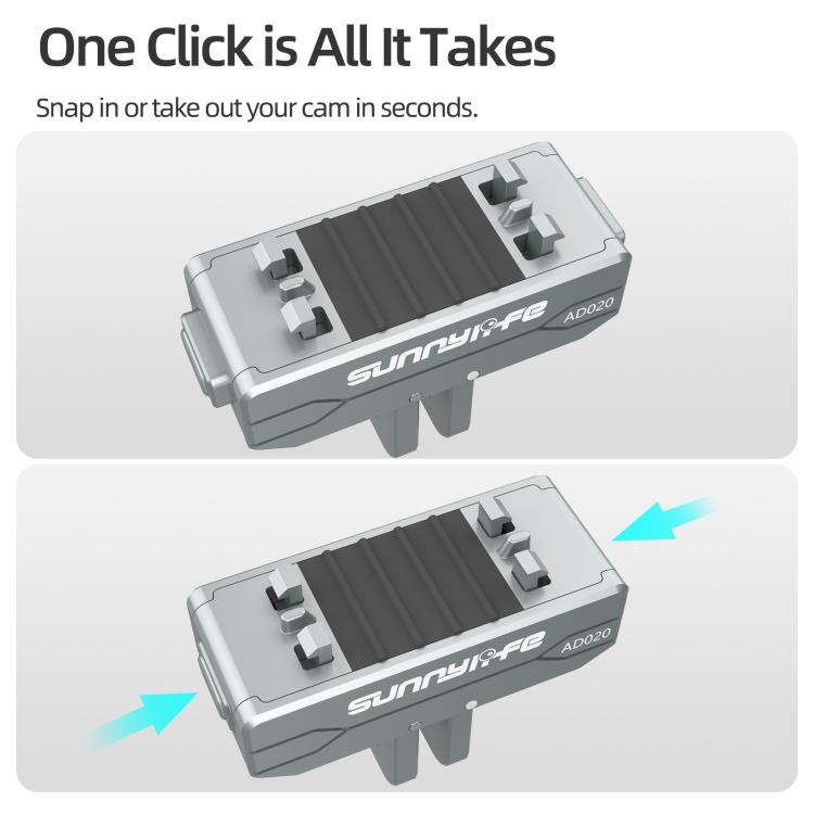 Sunnylife Metal Magnetic Quick Release Adapter Mount Action Camera Foldable Cam Stand 1/4 Adapter for Insta360 X5 / Ace / Ace Pro 2 / 1  - Silver