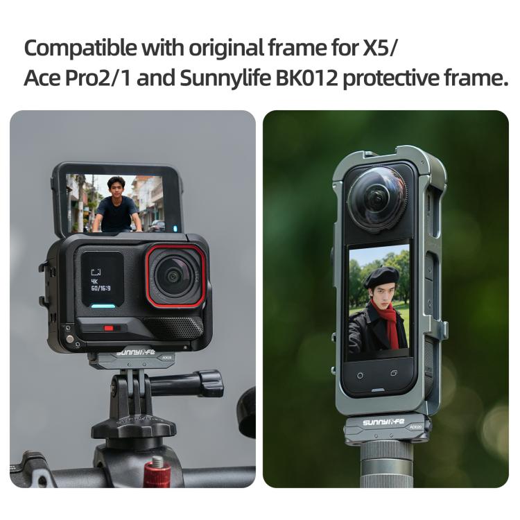 Sunnylife Metal Magnetic Quick Release Adapter Mount Action Camera Foldable Cam Stand 1/4 Adapter for Insta360 X5 / Ace / Ace Pro 2 / 1  - Silver