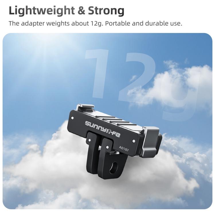 For DJI Osmo 360 Sunnylife Dual-Direction Magnetic Mount Quick-Release 1/4 Screw Foldable 2-prong Design Adapter Mount  - Black