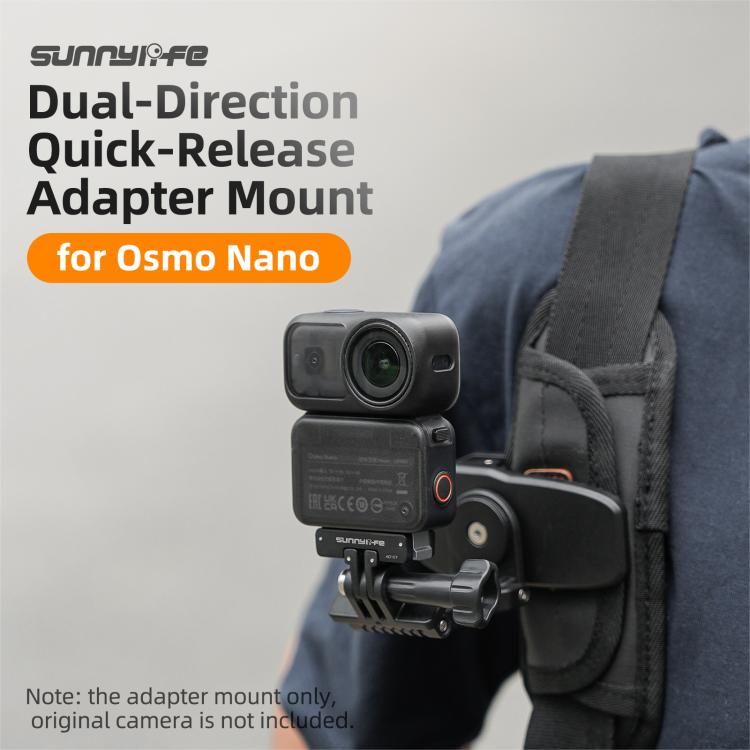 For DJI Osmo 360 Sunnylife Dual-Direction Magnetic Mount Quick-Release 1/4 Screw Foldable 2-prong Design Adapter Mount  - Black