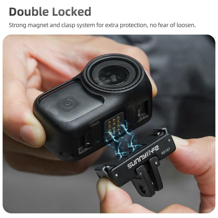 For DJI Osmo 360 Sunnylife Dual-Direction Magnetic Mount Quick-Release 1/4 Screw Foldable 2-prong Design Adapter Mount  - Black