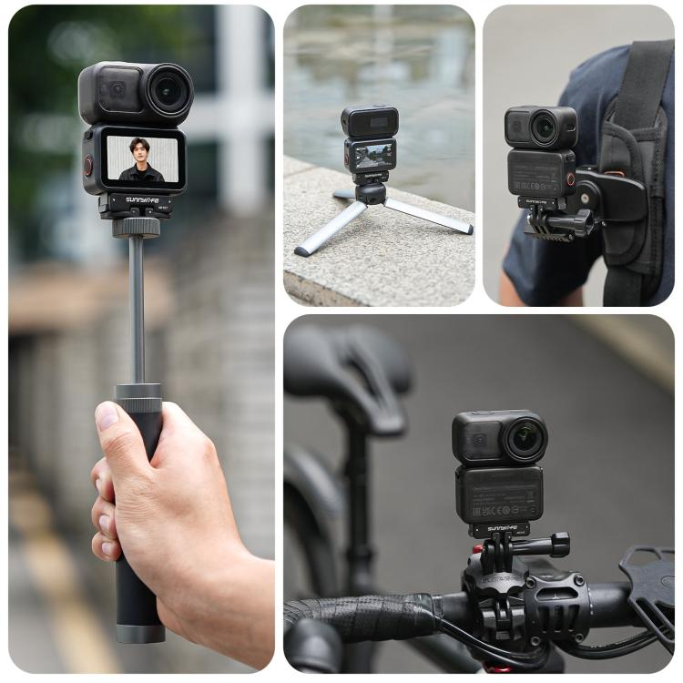 For DJI Osmo 360 Sunnylife Dual-Direction Magnetic Mount Quick-Release 1/4 Screw Foldable 2-prong Design Adapter Mount  - Black