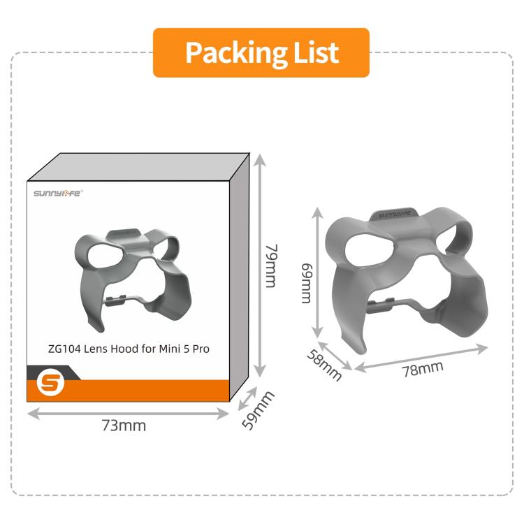 For DJI Mini 5 Pro Sunnylife Lens Hood Anti-glare Lens Cover Sunhood Gimbal Protective Cap  - Grey