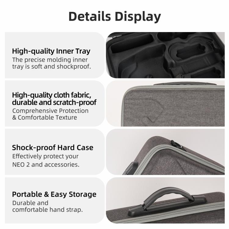 For DJI Neo 2 Sunnylife Portable Carrying Box Shoulder Bag Motion Fly More Combo Bag  - Grey