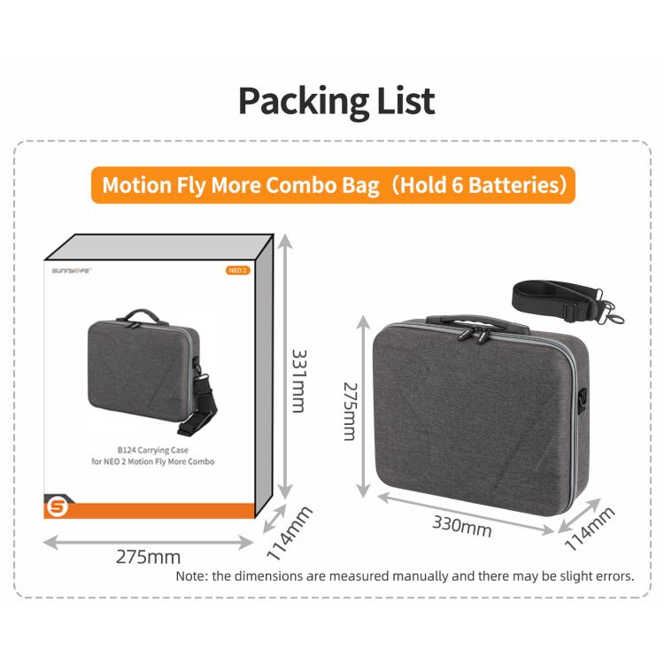 For DJI Neo 2 Sunnylife Portable Carrying Box Shoulder Bag Motion Fly More Combo Bag  - Grey