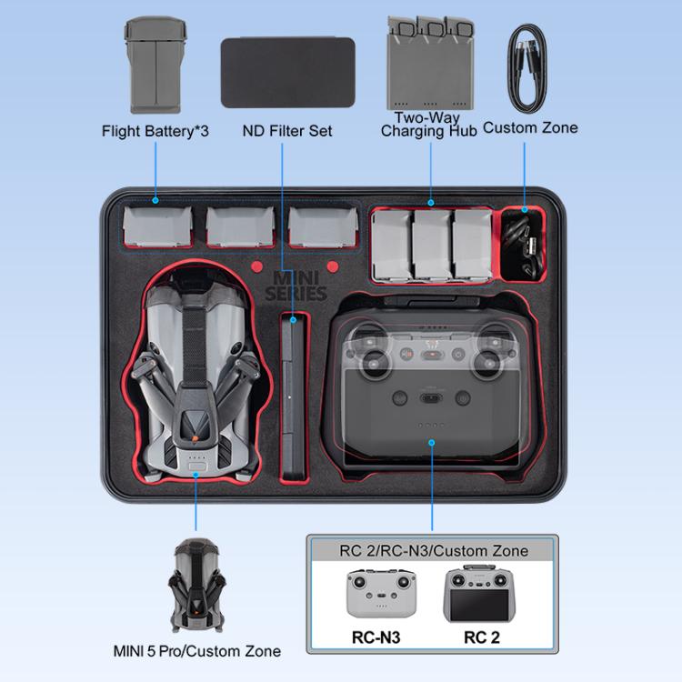 For DJI Mini 5 Pro STARTRC Waterproof ABS Suitcase Shoulder Storage Box  - Black