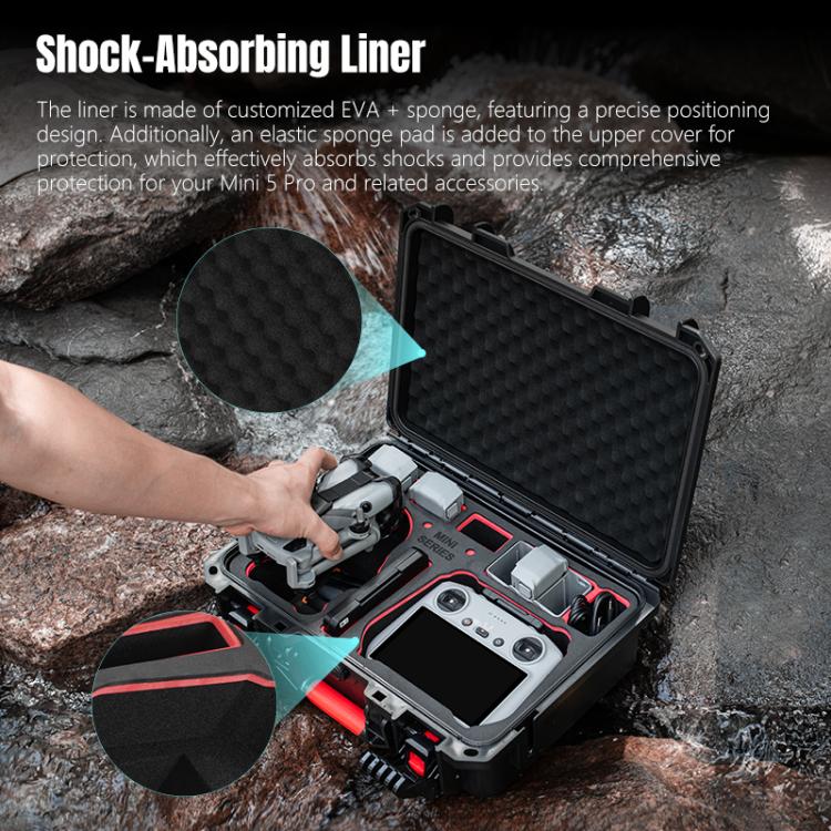 For DJI Mini 5 Pro STARTRC Waterproof ABS Suitcase Shoulder Storage Box  - Black