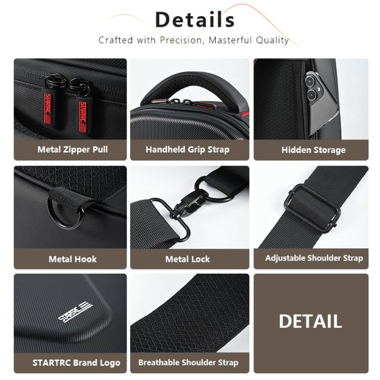 STARTRC Carry Hard Shell Shoulder Storage Bag For DJI Mini 4 Pro / Mini 3 Pro / Mini 4K / Mini 2 SE  - Black