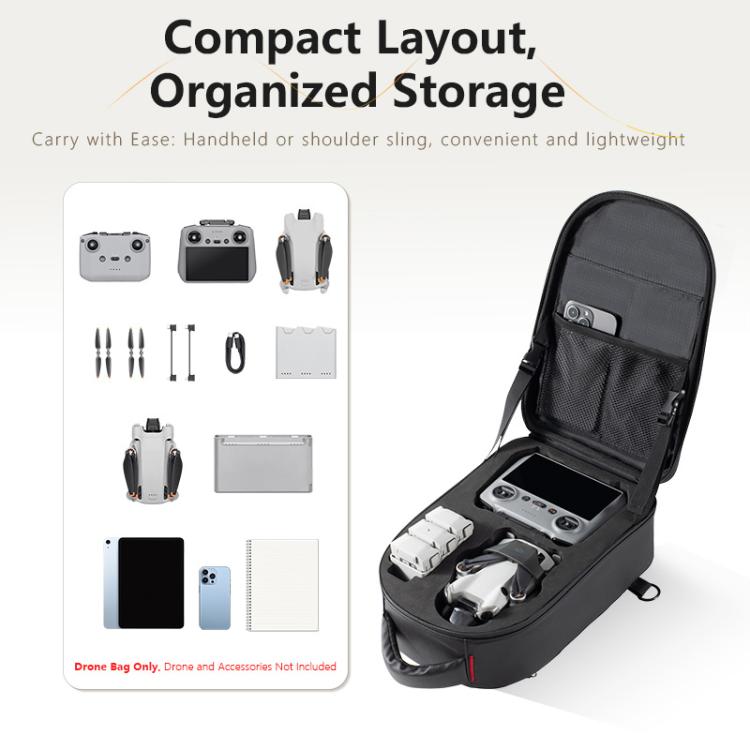 STARTRC Carry Hard Shell Shoulder Storage Bag For DJI Mini 4 Pro / Mini 3 Pro / Mini 4K / Mini 2 SE  - Black