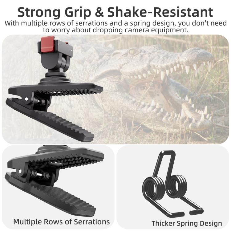 For DJI Osmo Pocket 4 / 3 Sunnylife Magnetic Quick-Release Adjustable Backpack Clip Action Camera Clamp Vertical-Horizontal Mount  - Black