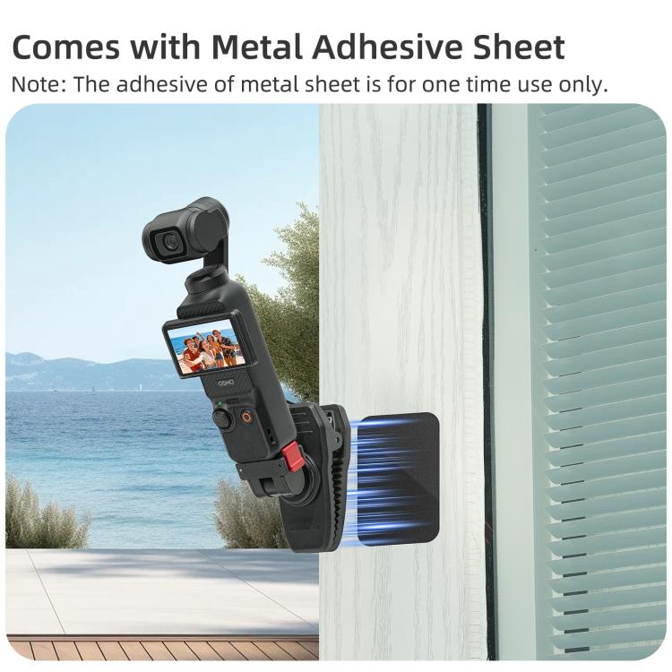 For DJI Osmo Pocket 4 / 3 Sunnylife Magnetic Quick-Release Adjustable Backpack Clip Action Camera Clamp Vertical-Horizontal Mount  - Black