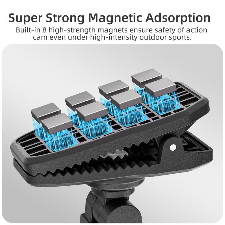 For DJI Osmo Pocket 4 / 3 Sunnylife Magnetic Quick-Release Adjustable Backpack Clip Action Camera Clamp Vertical-Horizontal Mount  - Black