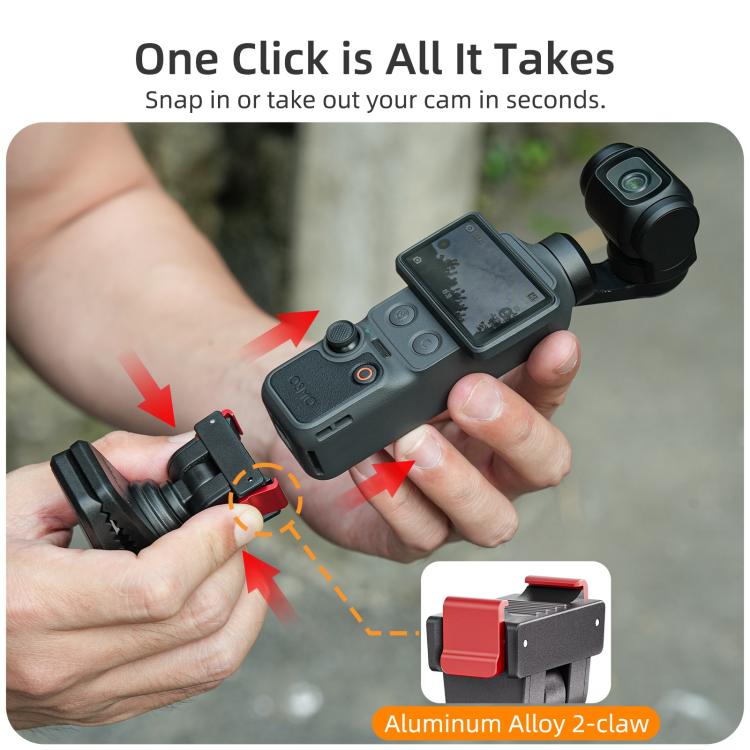 For DJI Osmo Pocket 4 / 3 Sunnylife Magnetic Quick-Release Adjustable Backpack Clip Action Camera Clamp Vertical-Horizontal Mount  - Black