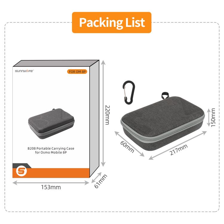 For DJI Osmo Mobile 8P Sunnylife Portable Carrying Case Mini Bag Handbag  - Grey