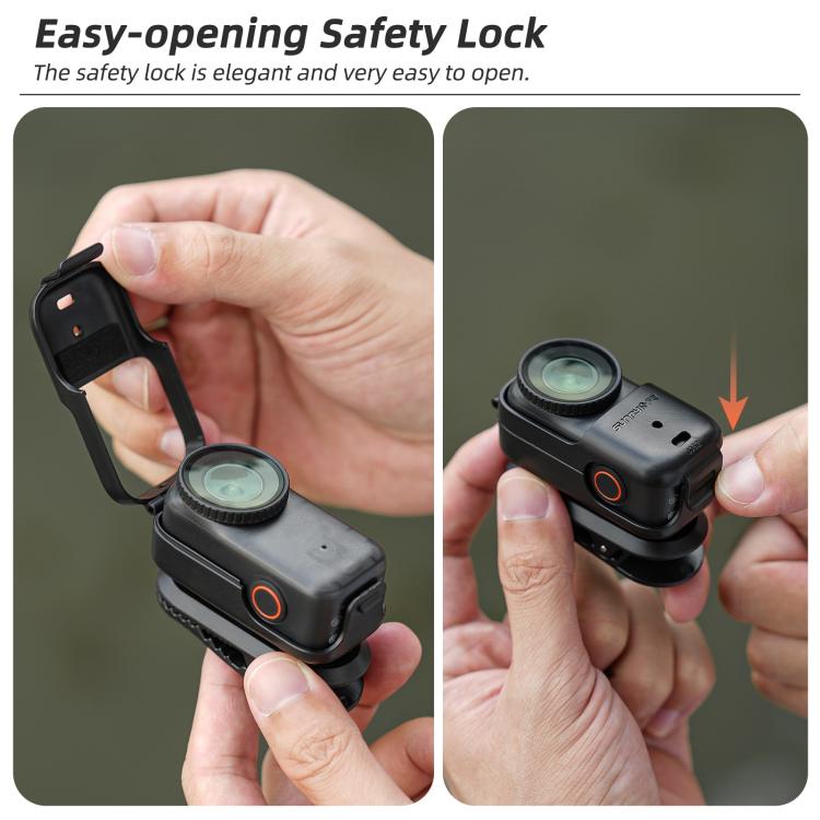 For DJI Osmo Nano Sunnylife Backpack Clip Action Camera Clamp 360 Rotation Vertical-Horizontal Mount 90 Tilt Upgraded Backpack Clip  - Black