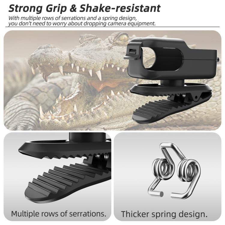 For DJI Osmo Nano Sunnylife Backpack Clip Action Camera Clamp 360 Rotation Vertical-Horizontal Mount 90 Tilt Upgraded Backpack Clip  - Black