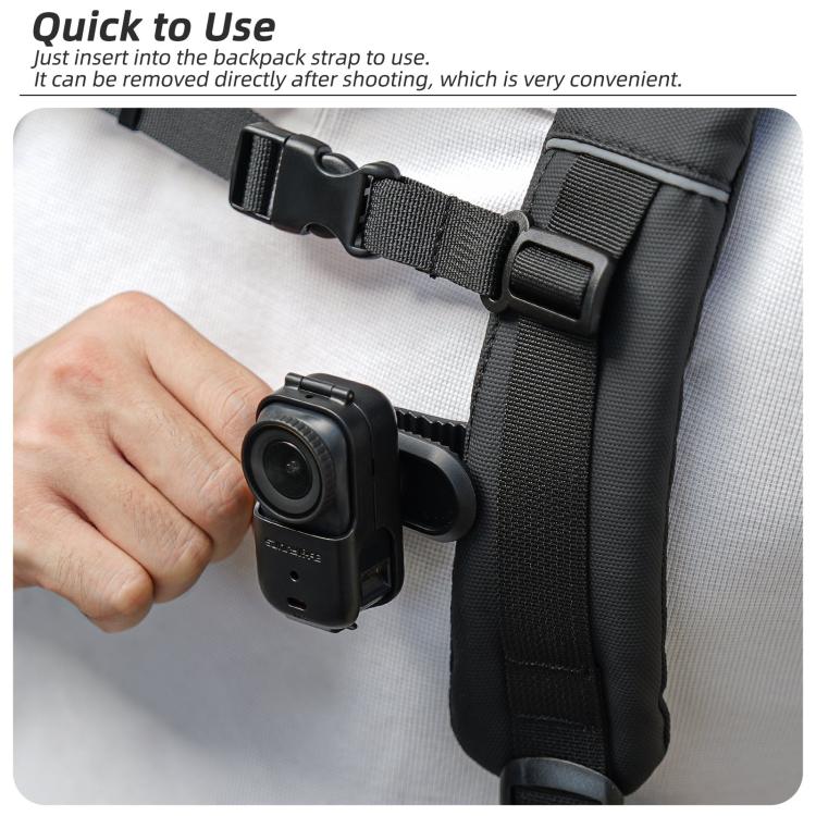 For DJI Osmo Nano Sunnylife Backpack Clip Action Camera Clamp 360 Rotation Vertical-Horizontal Mount 90 Tilt Upgraded Backpack Clip  - Black