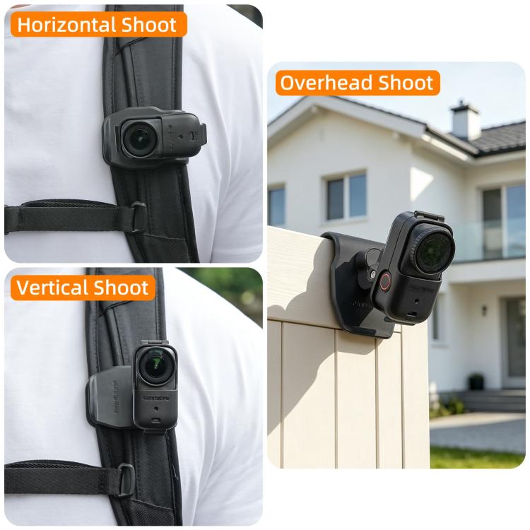 For DJI Osmo Nano Sunnylife Car Sun Visor Mount Action Camera Holder 360 Rotating 90 Tilt Sun Visor Holder  - Black