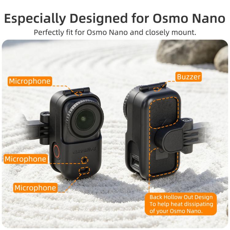 For DJI Osmo Nano Sunnylife Car Sun Visor Mount Action Camera Holder 360 Rotating 90 Tilt Sun Visor Holder  - Black