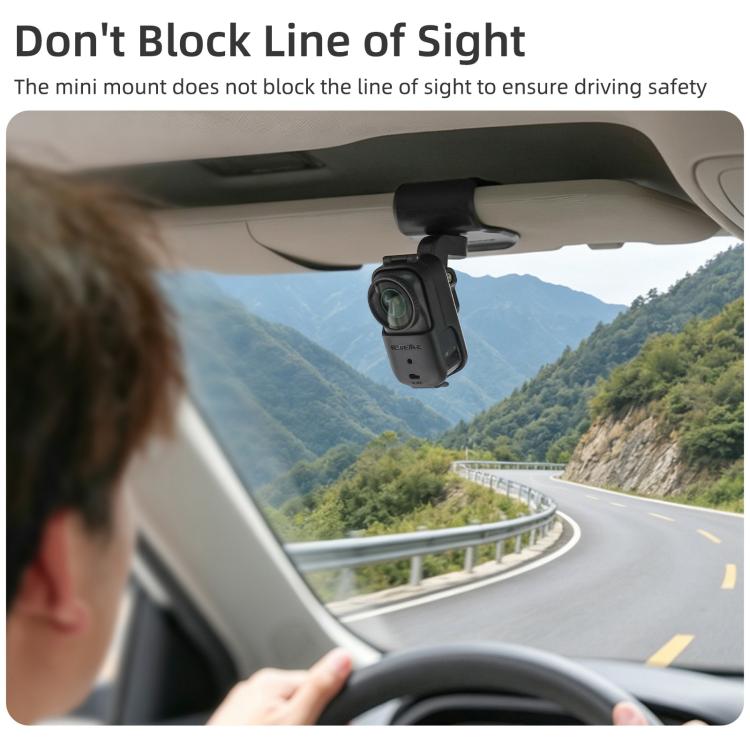For DJI Osmo Nano Sunnylife Car Sun Visor Mount Action Camera Holder 360 Rotating 90 Tilt Sun Visor Holder  - Black