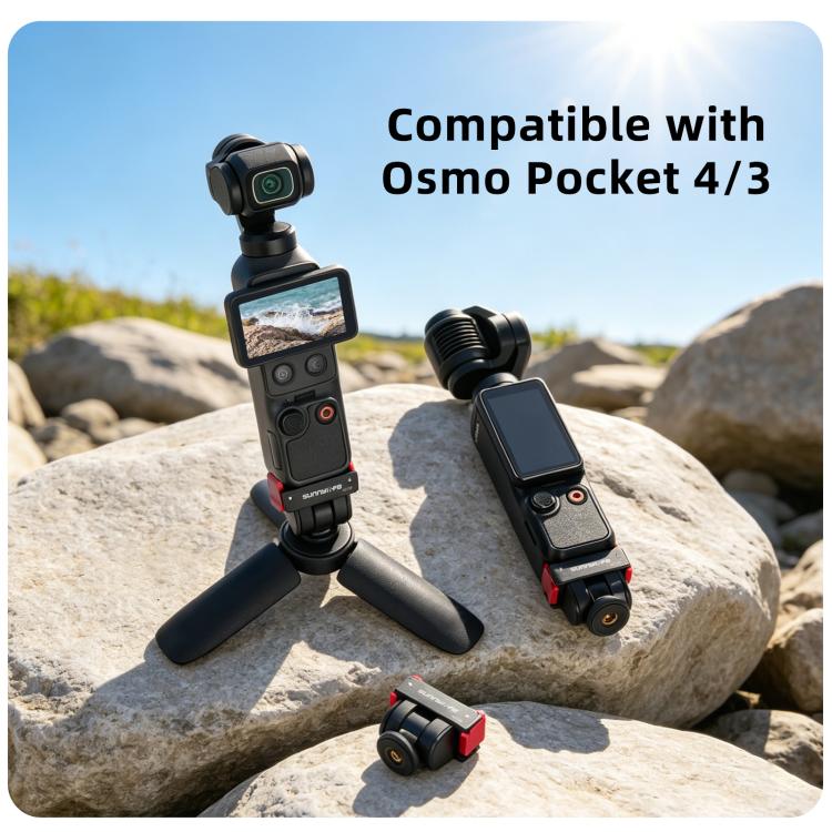 For DJI Osmo Pocket 4 / 3 Sunnylife Quick Release Adapter Mount 1/4 inch Interface 180 Degree Tilt Selfie Stick Adapter Stand  - Black
