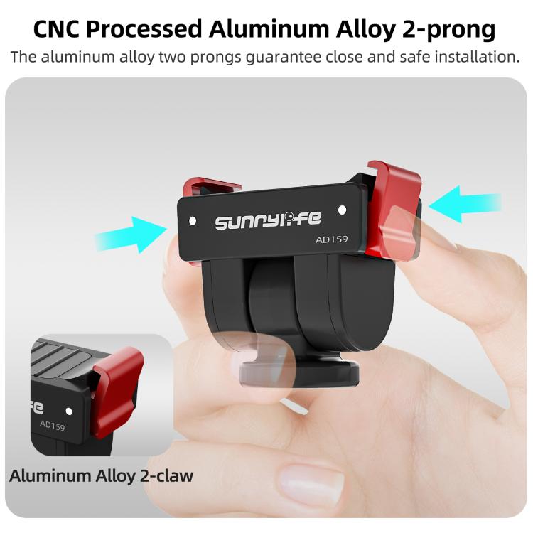 For DJI Osmo Pocket 4 / 3 Sunnylife Quick Release Adapter Mount 1/4 inch Interface 180 Degree Tilt Selfie Stick Adapter Stand  - Black
