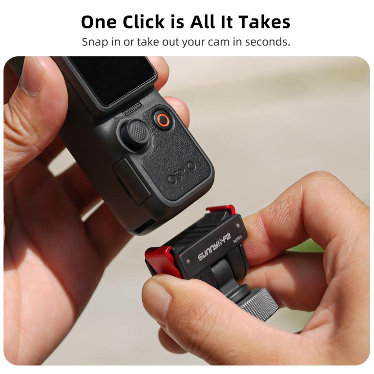 For DJI Osmo Pocket 4 / 3 Sunnylife Quick Release Adapter Mount 1/4 inch Interface 180 Degree Tilt Selfie Stick Adapter Stand  - Black