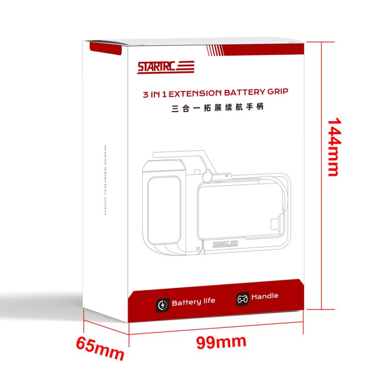 For DJI Osmo Action 5 Pro / 4 / 3 STARTRC 3 in 1 Expansion Power-Grip Street Shooting Handle Cage Kit  - Black