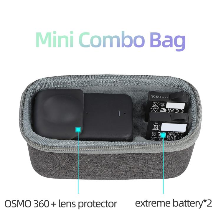 For DJI Osmo 360 Sunnylife Mini Travel Hard Storage Box Bag  - Grey