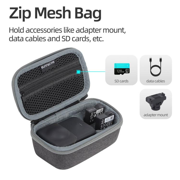 For DJI Osmo 360 Sunnylife Mini Travel Hard Storage Box Bag  - Grey