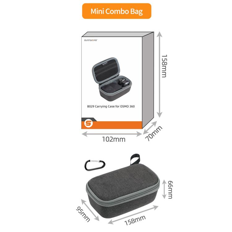 For DJI Osmo 360 Sunnylife Mini Travel Hard Storage Box Bag  - Grey