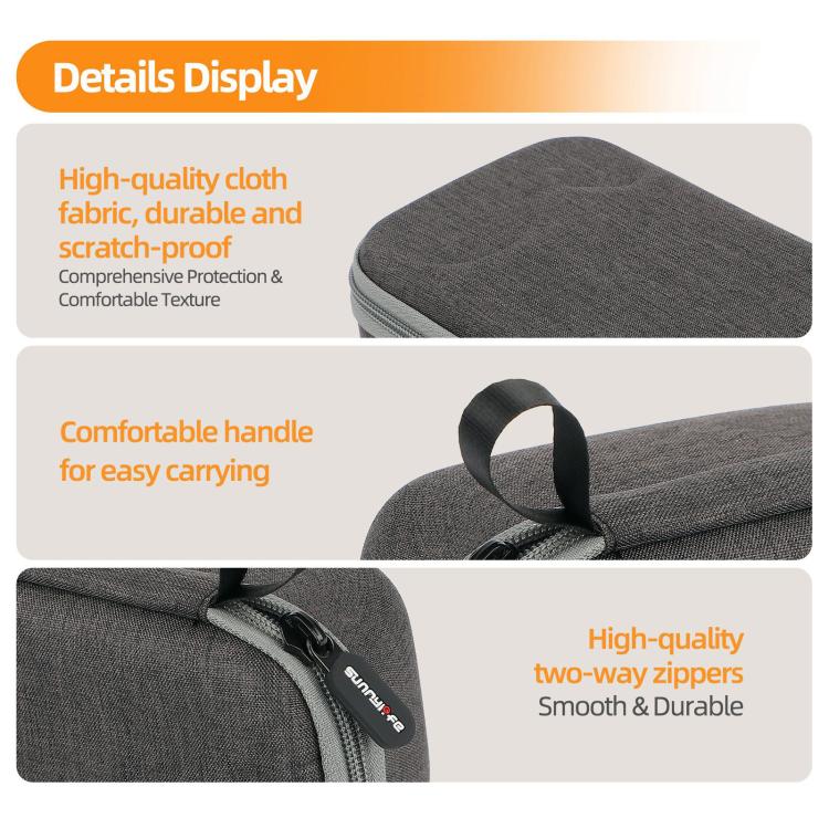 For DJI Osmo 360 Sunnylife Standard Travel Hard Storage Box Expansion Handbag  - Grey