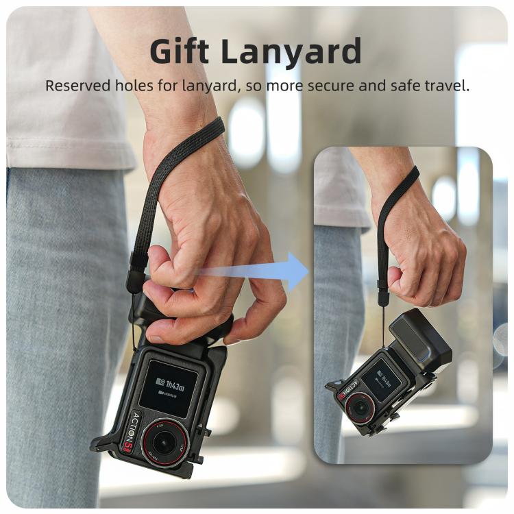 Sunnylife Street Photography Handle Ergonomic Hand Grip Quick Release Shutter Handle For DJI Action 5 Pro / 4 / 3  - Black