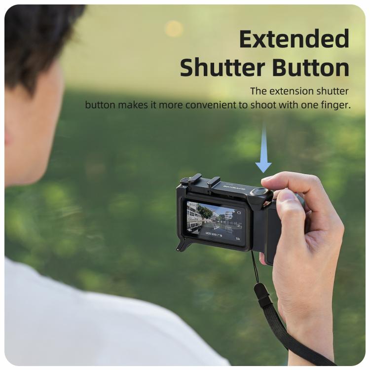 Sunnylife Street Photography Handle Ergonomic Hand Grip Quick Release Shutter Handle For DJI Action 5 Pro / 4 / 3  - Black